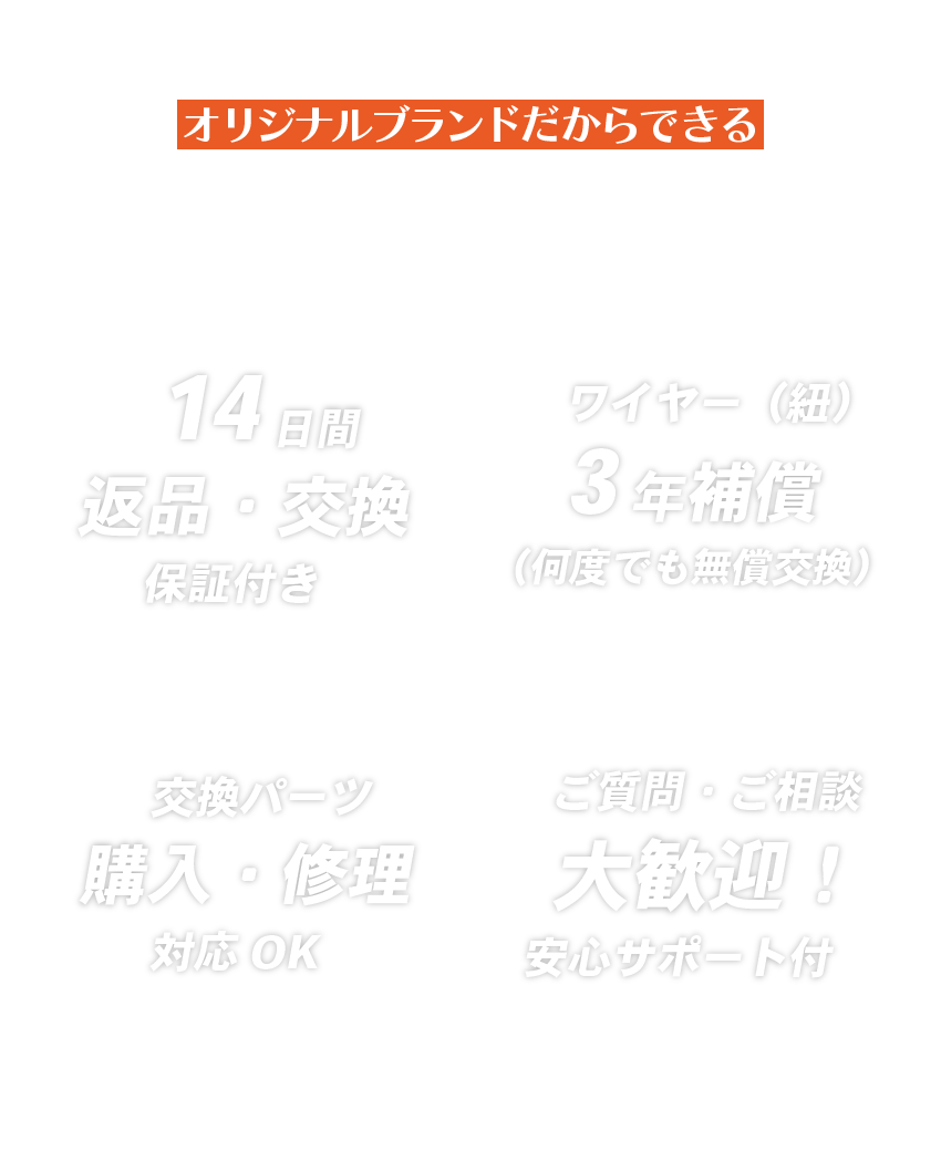 オリジナルブランドだからできる保証・返品等について